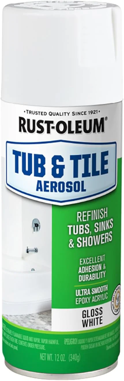 Rust-Oleum 280882 Tub & Tile Spray Paint, 12 oz, Gloss White (Pack of 1) - Image 2
