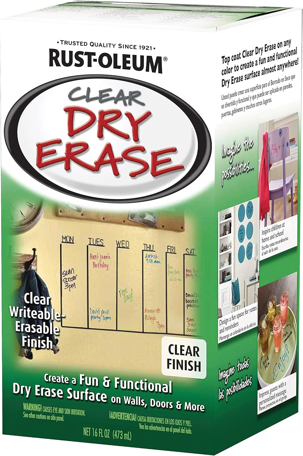Rust-Oleum 284637 Specialty Dry Erase Brush-On Paint Kit, 16 Oz, Clear (Pack of 1) - Image 2