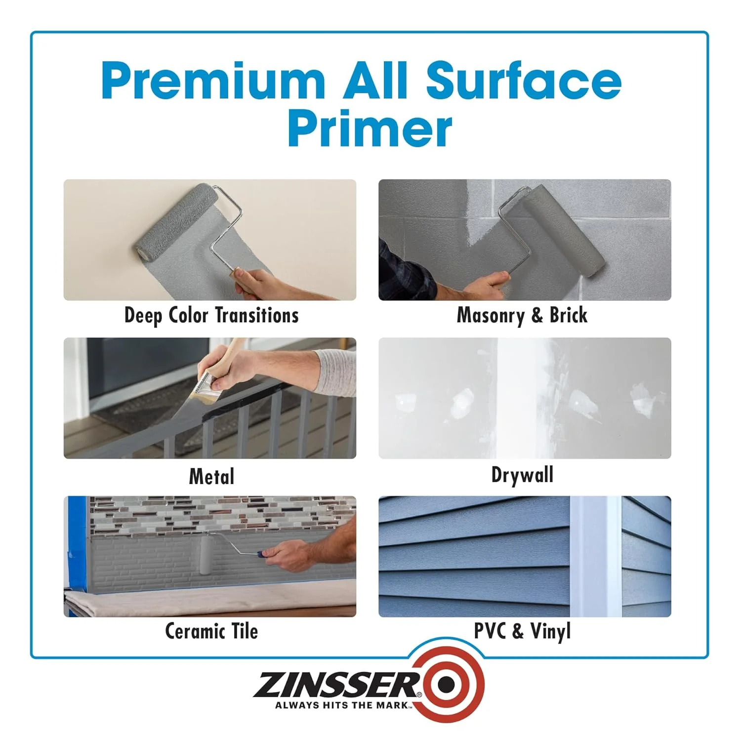 Zinsser 285085-2PK Bulls Eye 1-2-3 All Surface Primer, Gallon, Gray, 2 Pack - Image 5