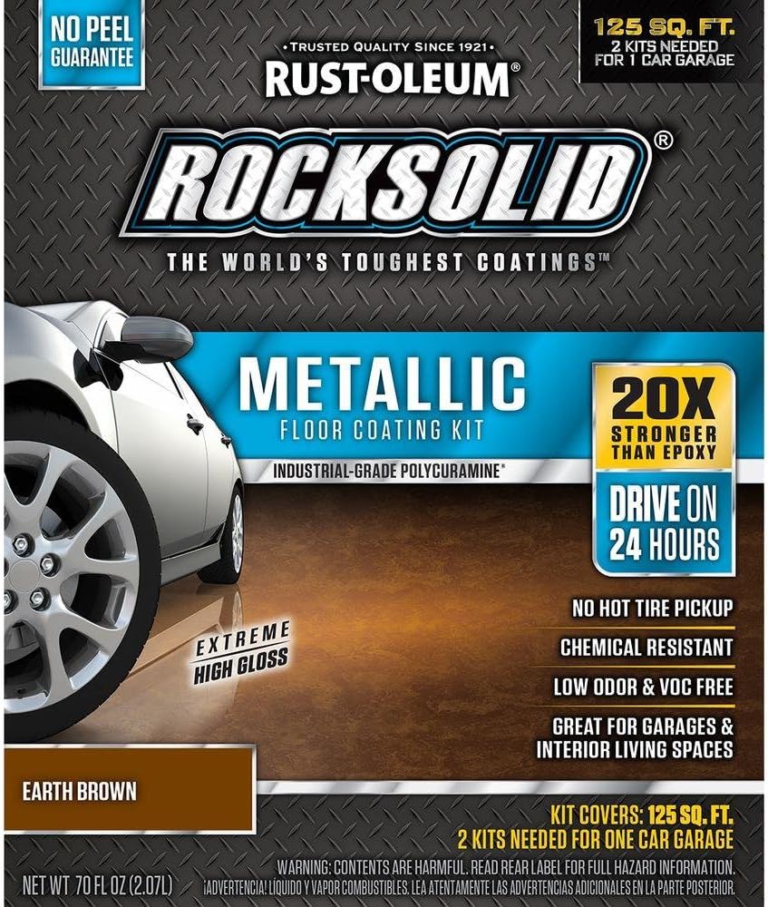 Rust-Oleum 286895 Rocksolid Metallic Garage Floor Coating, 80 Fl Oz, Earth Brown (Pack of 1) - Image 2