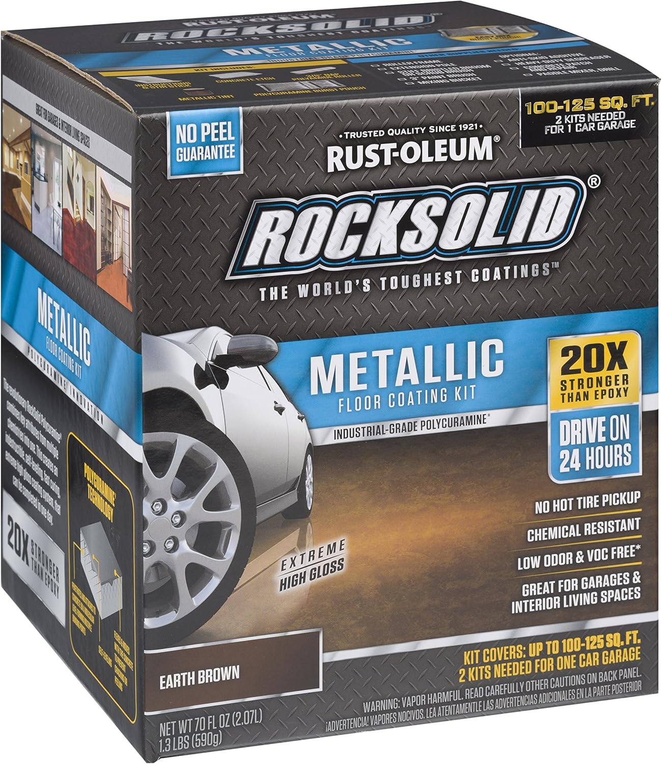 Rust-Oleum 286895 Rocksolid Metallic Garage Floor Coating, 80 Fl Oz, Earth Brown (Pack of 1) - Image 3