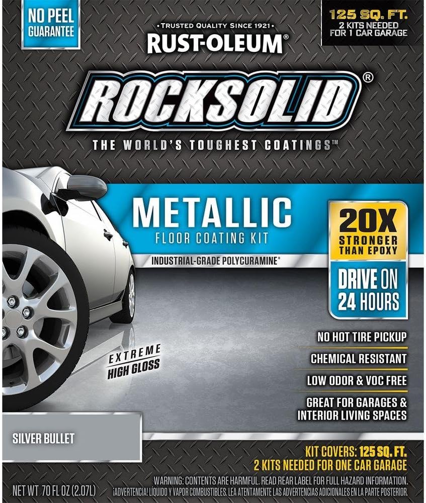 Rust-Oleum 286983 Metallic Floor Coating Kit - Silver Bullet, 70 Fl Oz (Pack of 1) - Image 2