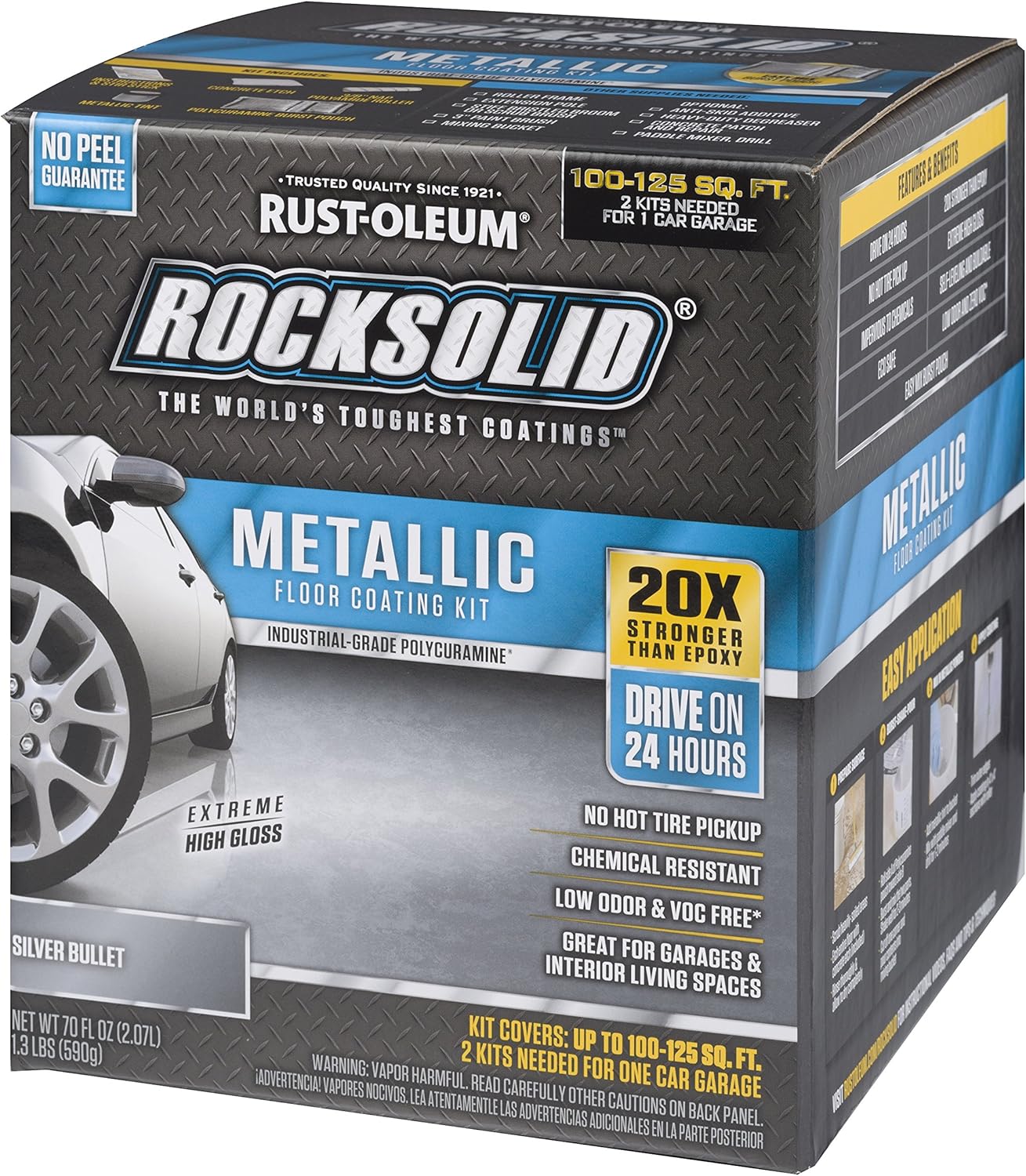 Rust-Oleum 286983 Metallic Floor Coating Kit - Silver Bullet, 70 Fl Oz (Pack of 1) - Image 4