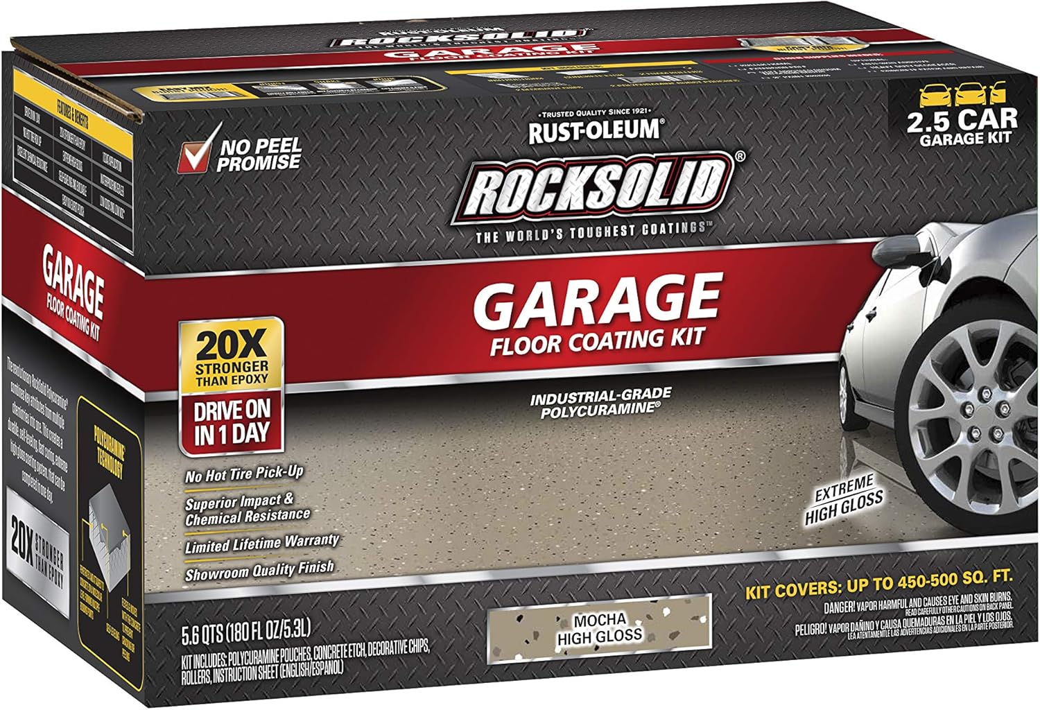 Rust-Oleum 293517 RockSolid Polycuramine Garage Floor Coating, 2.5 Car Kit, High Gloss Mocha - Image 3