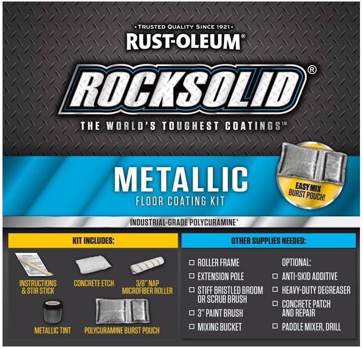 Rust-Oleum 299743 RockSolid Metallic Garage Floor Coating Kit, 2.5 Quarts, Gunmetal, 80 Fl Oz (Pack of 1) - Image 4