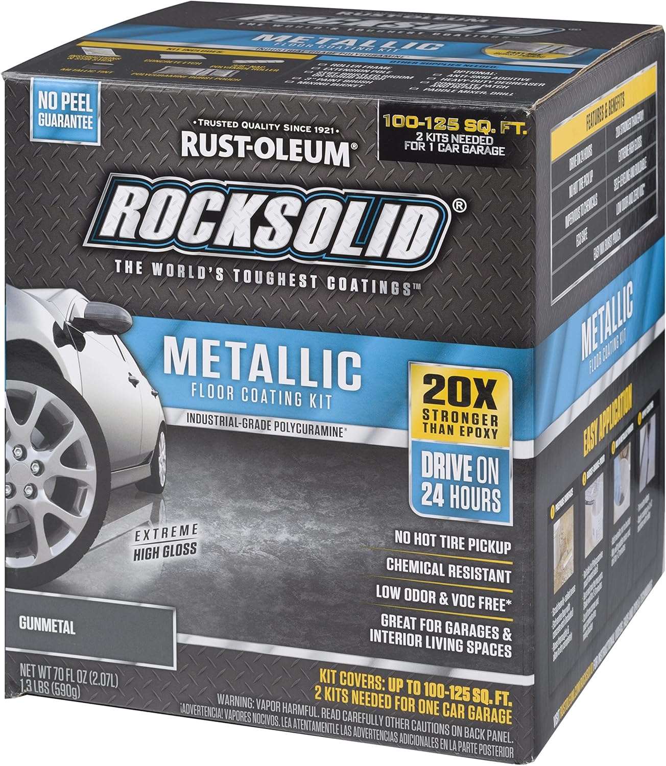 Rust-Oleum 299743 RockSolid Metallic Garage Floor Coating Kit, 2.5 Quarts, Gunmetal, 80 Fl Oz (Pack of 1) - Image 9
