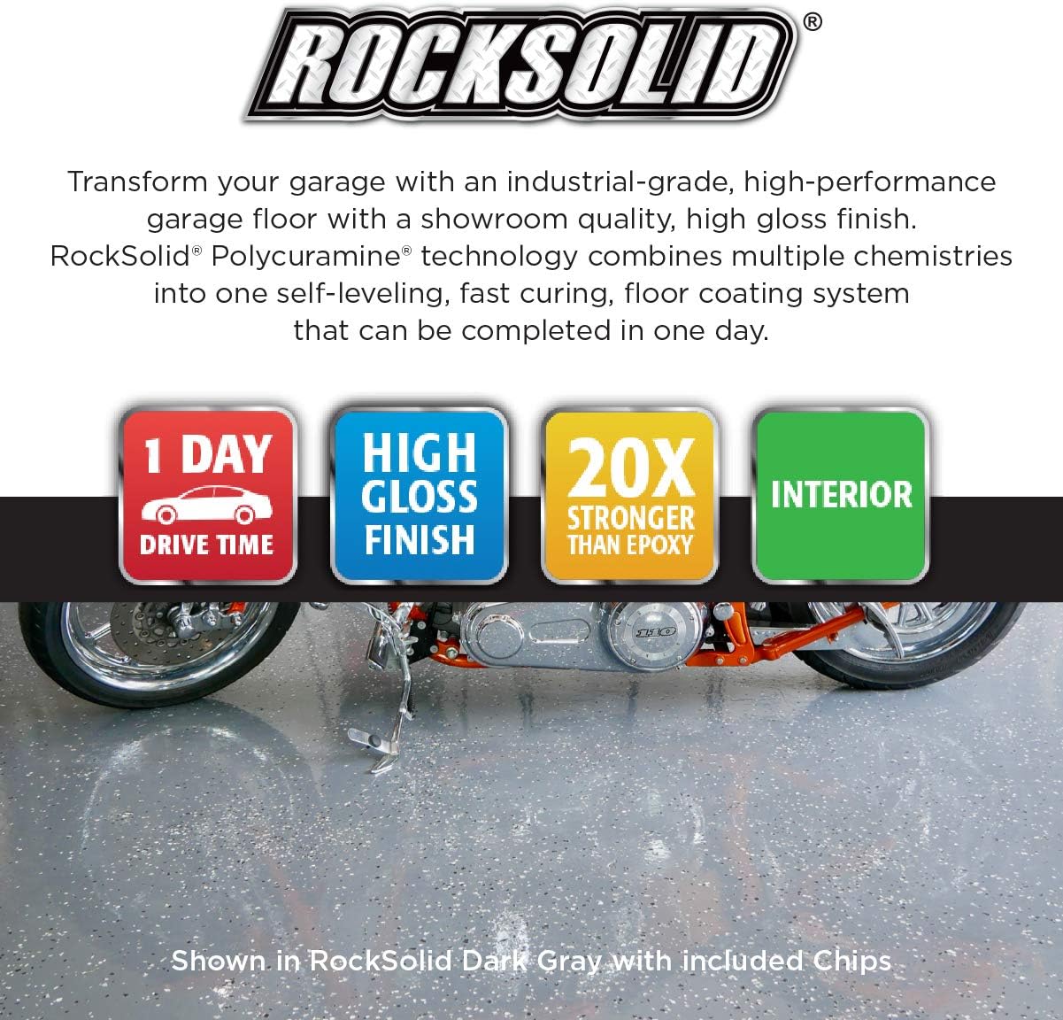 Rust-Oleum 317284 RockSolid Polycuramine Garage Floor Coating, 2.5 Car Kit, High Gloss Dark Gray - Image 5