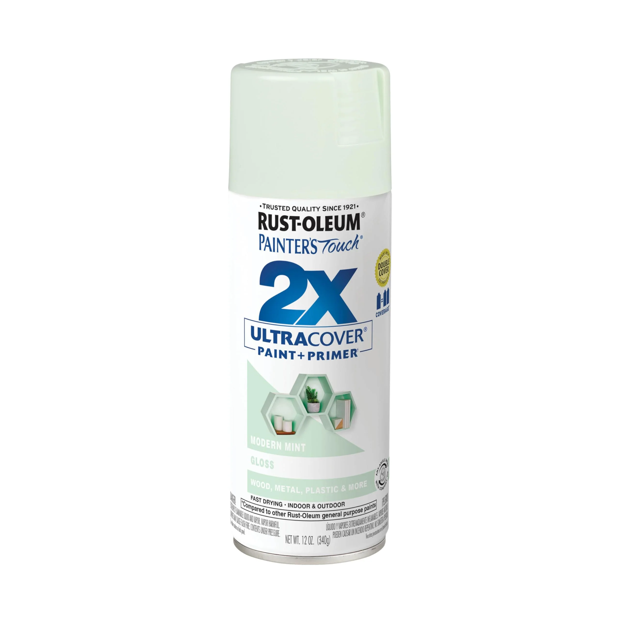 Rust-Oleum 329200 Painter's Touch 2X Ultra Cover Spray Paint, 12 oz, Gloss Modern Mint (Pack of 1)