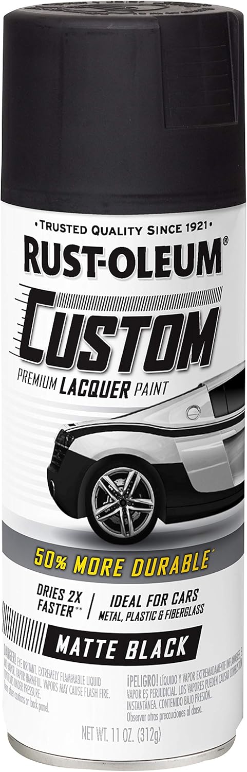Rust-Oleum 332289 Automotive Custom Lacquer Spray Paint, 11 oz, Matte Black (Pack of 1) - Image 2