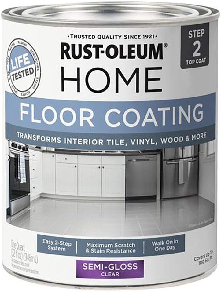 Rust-Oleum 358870 Floor Coating Top Coat Semi-Gloss Clear, Quart - Image 2