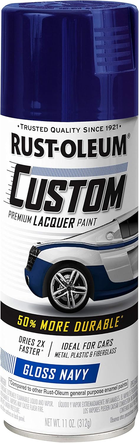 Rust-Oleum 363513 Automotive Custom Lacquer Spray Paint, 11 oz, Gloss Navy (Pack of 1) - Image 2