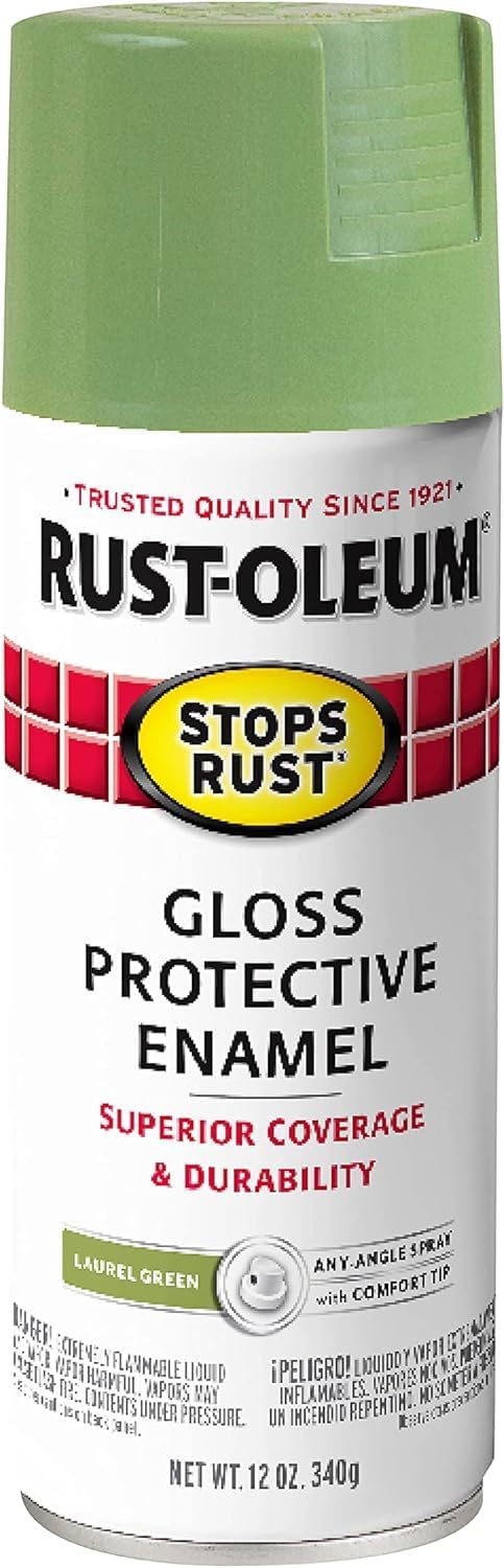 Rust-Oleum 365146 Stops Rust Spray Paint, 12 oz, Gloss Laurel Green (Pack of 6) - Image 2