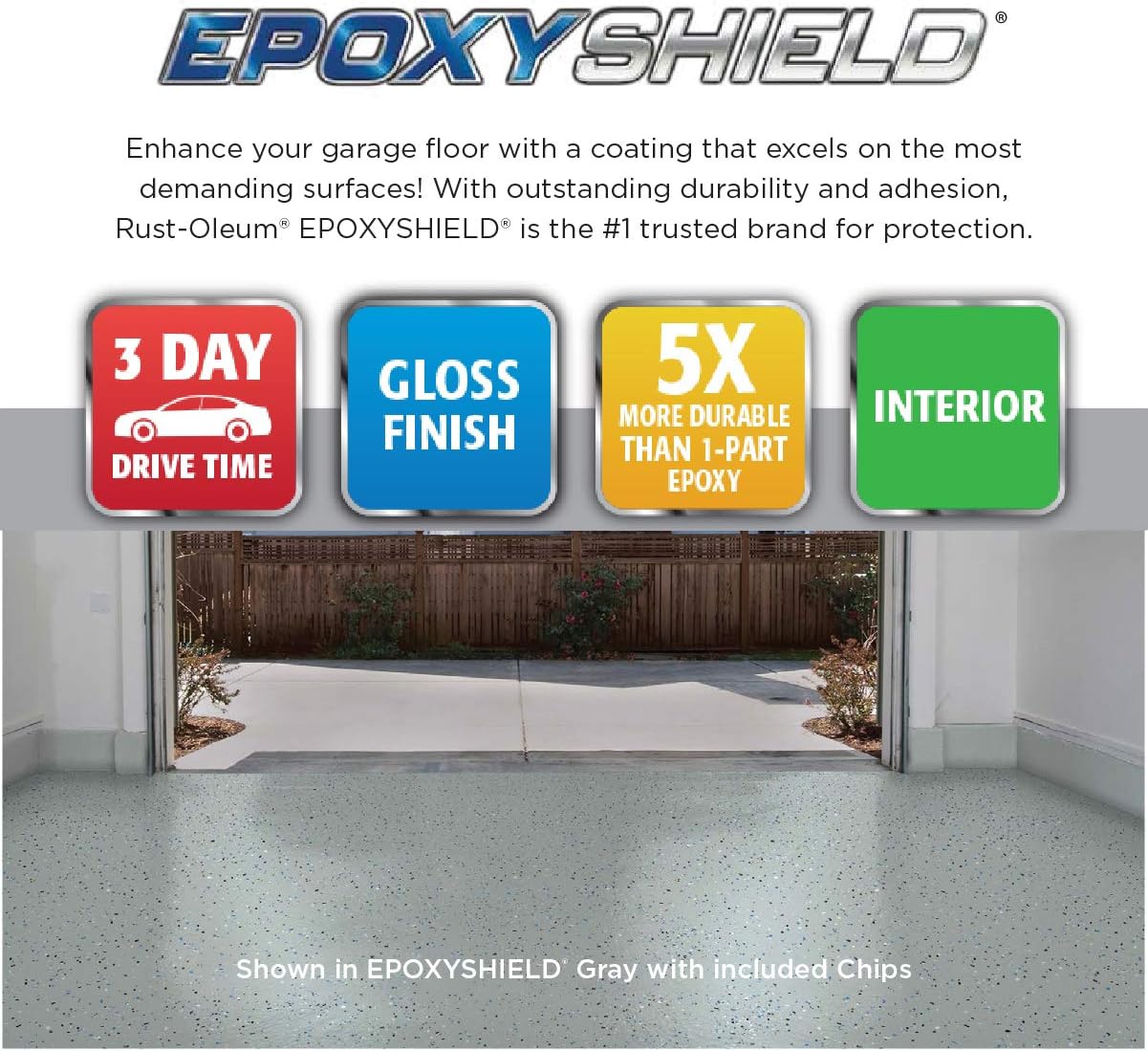 Rust-Oleum EPOXYSHIELD Garage Floor Coating, 2.5 Car Kit, Dark Gray - Image 4