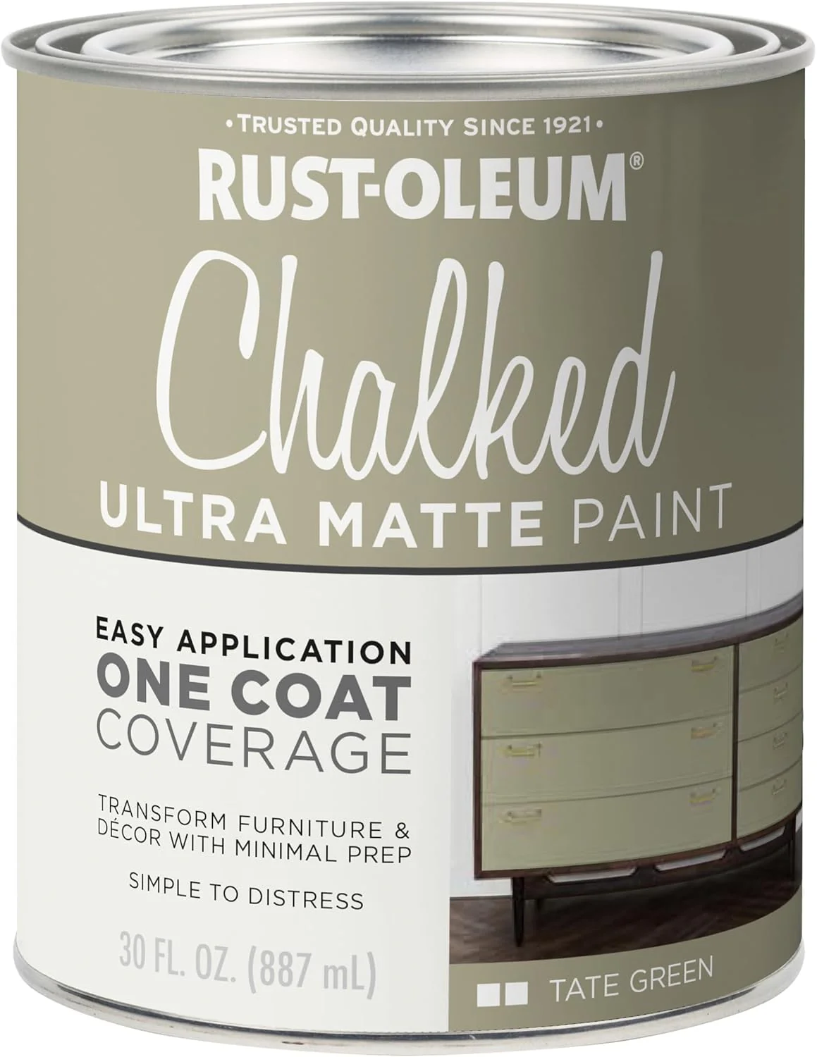 Rust-Oleum Chalked All-in-One Ultra Matte Paint, Tate Green, 30 Ounce (Pack of 1) - Image 2