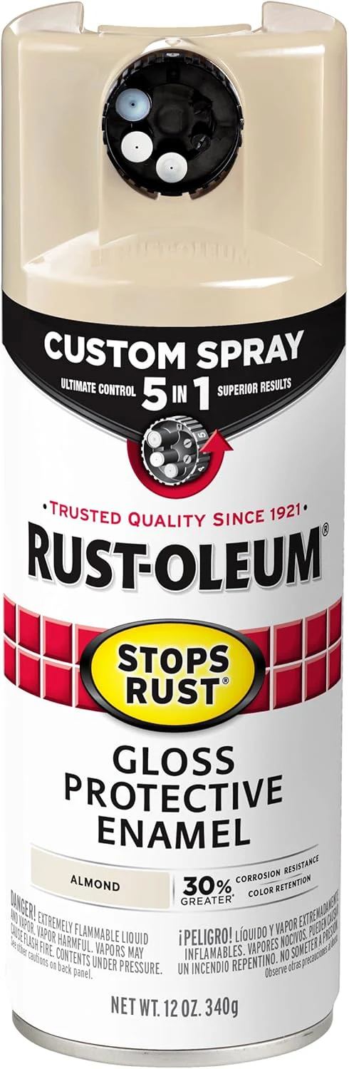 Rust-Oleum 376900 Stops Rust Custom Spray 5-in-1 Spray Paint, 12 oz, Gloss Almond Gloss Almond 12 Ounce (Pack of 1) - Image 2