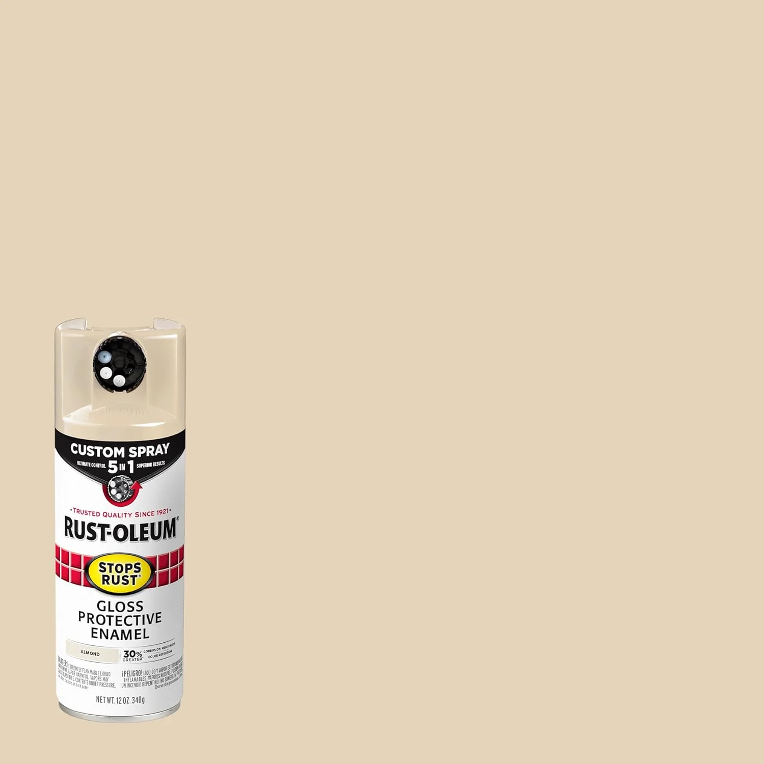 Rust-Oleum 376900 Stops Rust Custom Spray 5-in-1 Spray Paint, 12 oz, Gloss Almond Gloss Almond 12 Ounce (Pack of 1) - Image 3