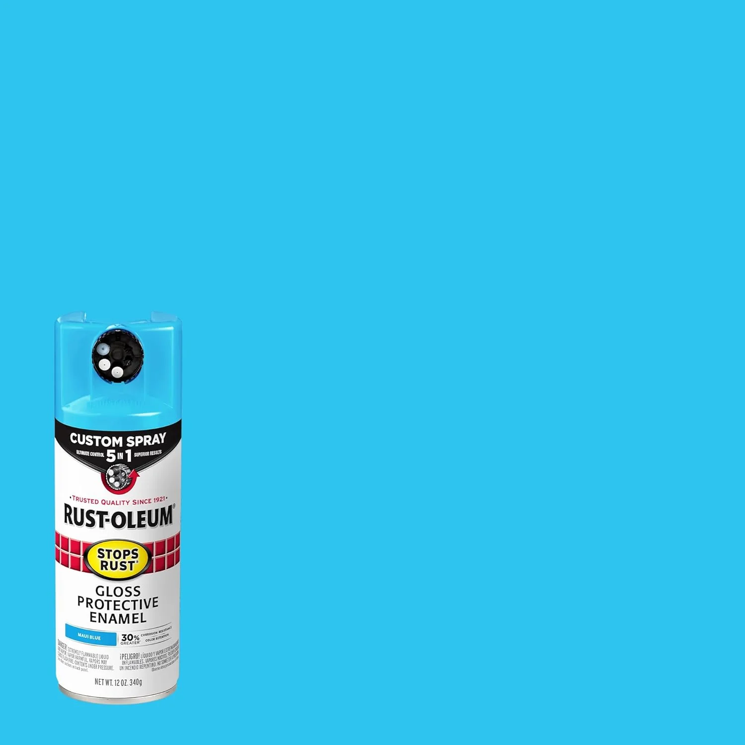 Rust-Oleum 376907 Stops Rust Custom Spray 5-in-1 Spray Paint, 12 oz, Gloss Maui Blue (Pack of 1) - Image 3