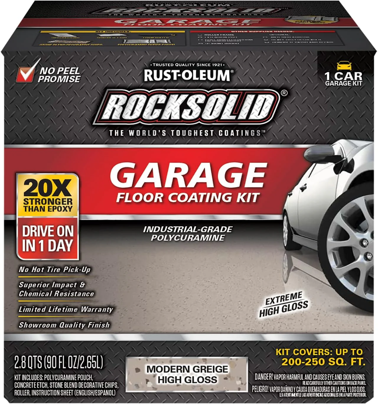 Rust-Oleum 381086 RockSolid Polycuramine Garage Floor Coating, 1 Car Kit, High Gloss Modern Greige - Image 2