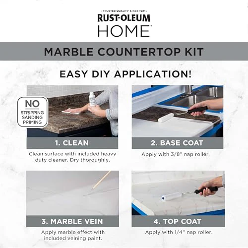 Rust-Oleum 384964 Home Marble Countertop Coating Kit, 72 fl oz, White - Image 5