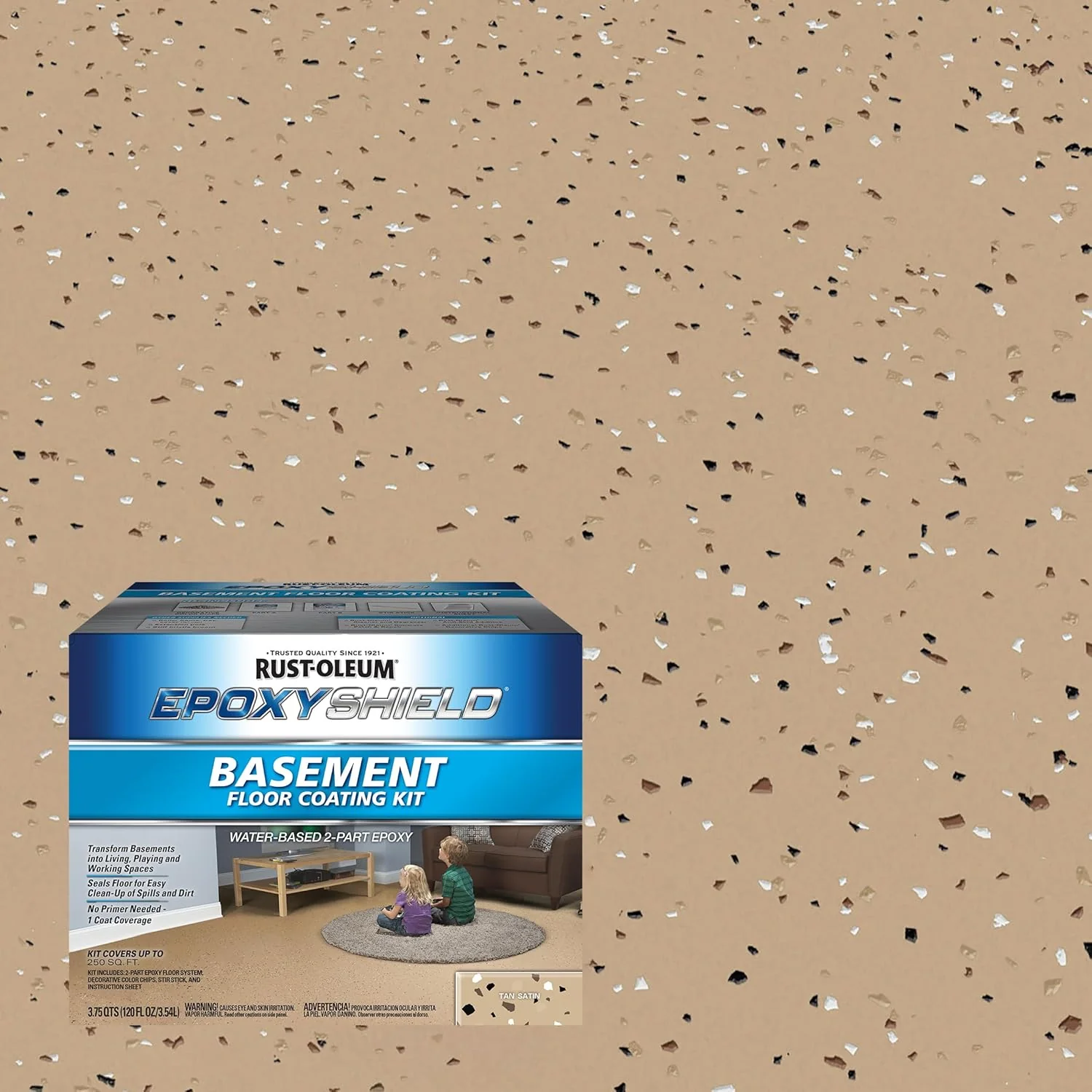 Rust-Oleum 391281 EpoxyShield Basement Floor Coating Kit, Gallon, Tan Satin - Image 2