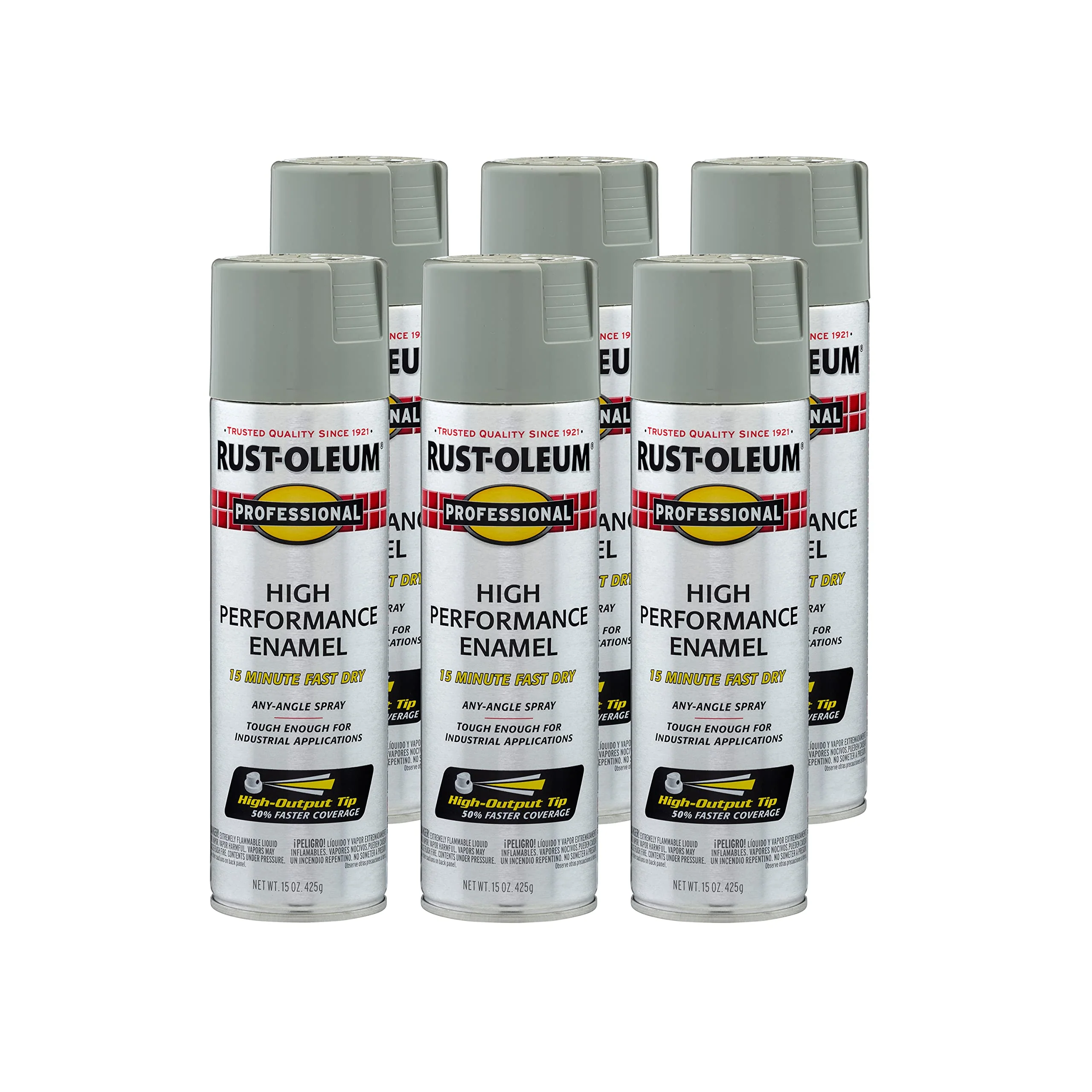 Rust-Oleum 7519838 Professional High Performance Enamel Spray Paint, 14 Oz, Stainless Steel (Pack of 6)