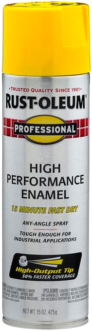 Rust-Oleum 7543838 Professional High Performance Enamel Spray Paint, 15 Oz, Gloss Safety Yellow (Pack of 6) - Image 3