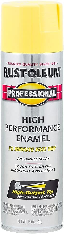 Rust-Oleum 7543838 Professional High Performance Enamel Spray Paint, 15 Oz, Gloss Safety Yellow (Pack of 1) - Image 3