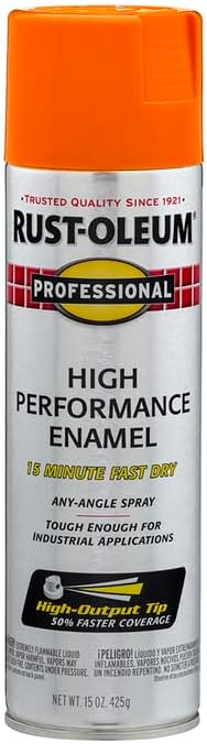 Rust-Oleum 7555838 Professional High Performance Enamel Spray Paint, 15 Oz, Gloss Safety Orange (Pack of 6) - Image 5