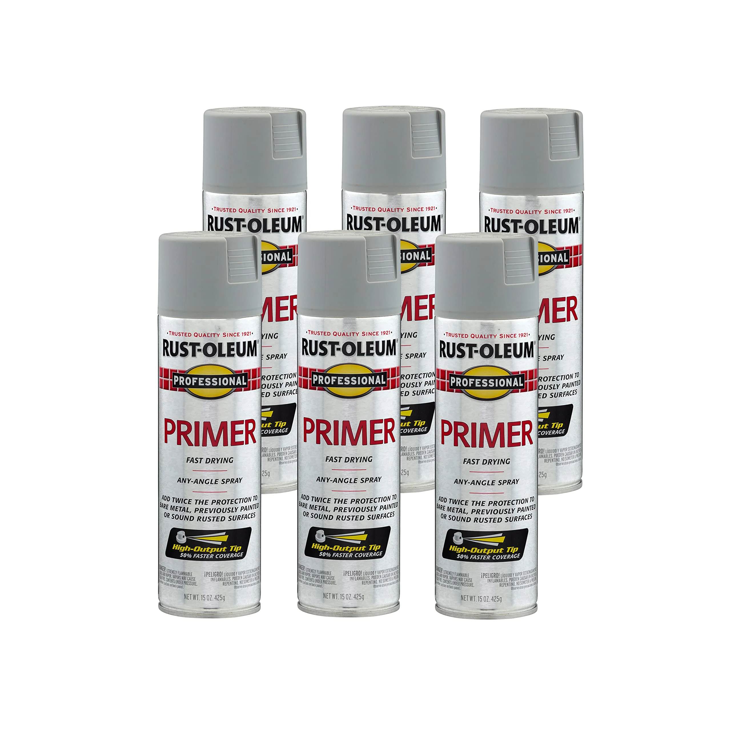 Rust-Oleum 7582838 Professional Primer Spray, 15 Oz, Flat Gray (Pack of 6)