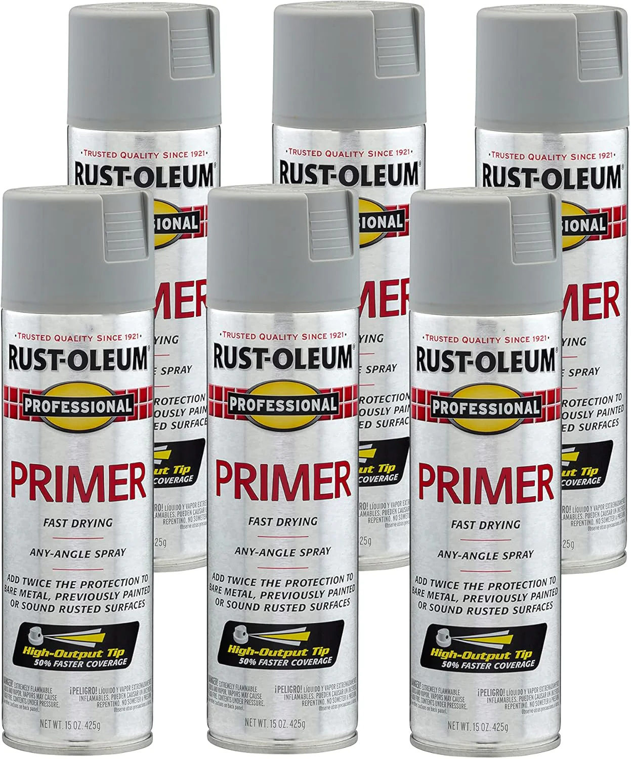 Rust-Oleum 7582838 Professional Primer Spray, 15 Oz, Flat Gray (Pack of 6) - Image 2