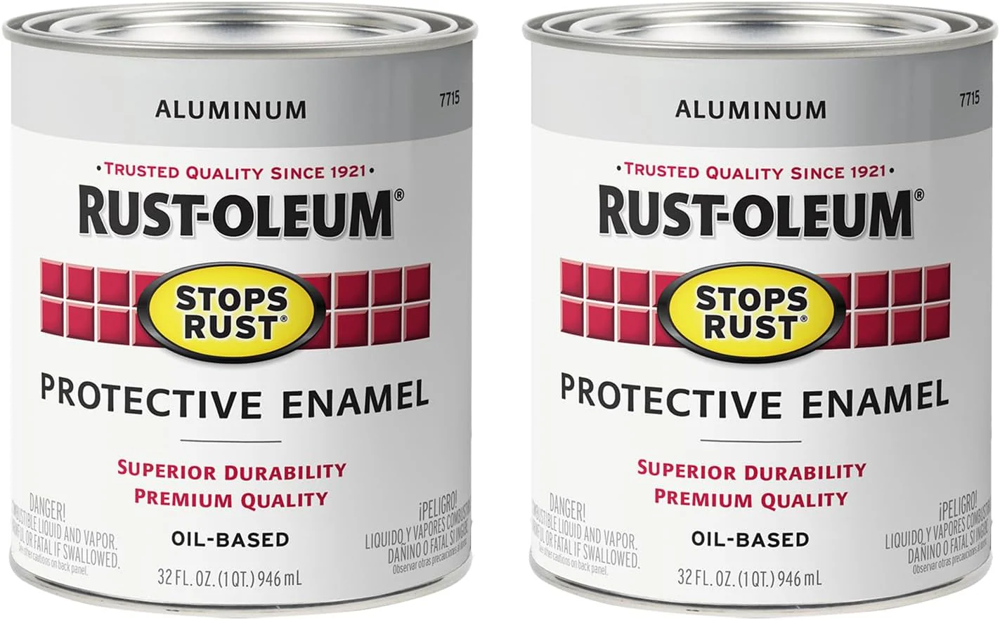 Rust-Oleum 7715502 Stops Rust Gloss Brush On Paint, Metallic Aluminum, 1 Quart (Pack of 2) - Image 2