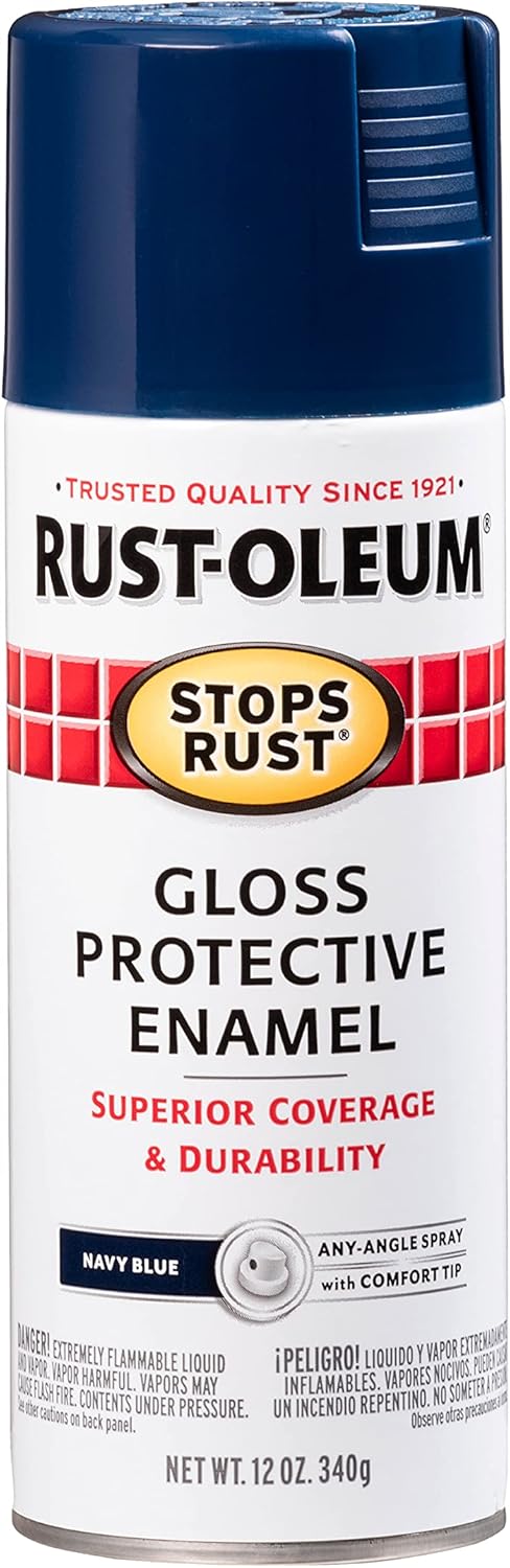 Rust-Oleum 6PK Stops Rust Spray Paint, 12 oz, Gloss Navy, 6 Pack - Image 2