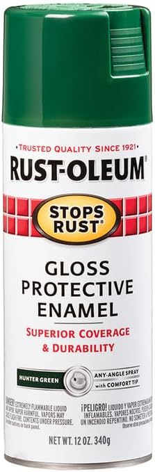 Rust-Oleum 7738830 Stops Rust Spray Paint, 12 oz, Gloss Hunter Green (Pack of 6) - Image 5
