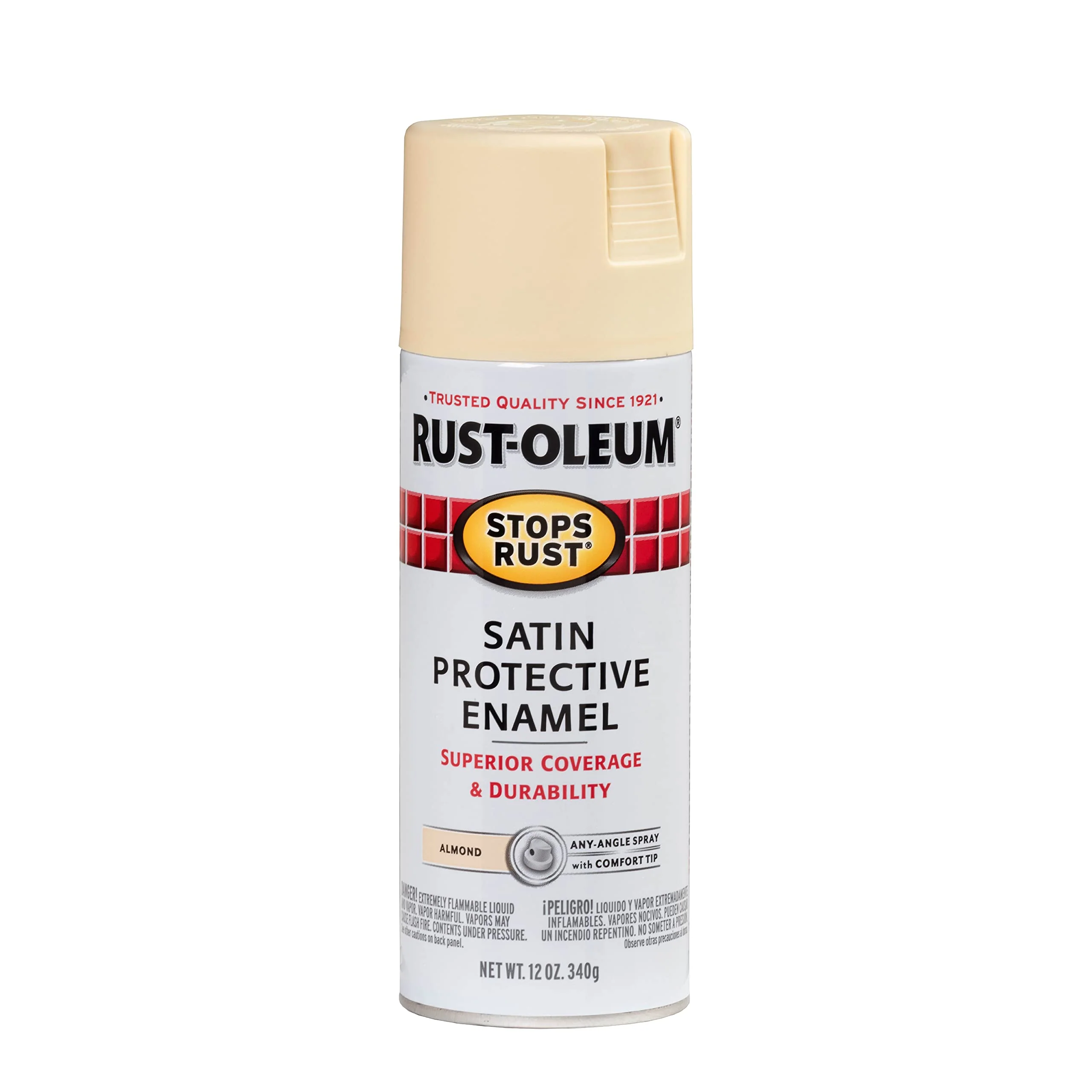 Rust-Oleum 7758830 Stops Rust Spray Paint, 12 oz, Satin Almond (Pack of 1)
