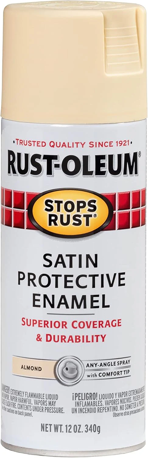 Rust-Oleum 7758830 Stops Rust Spray Paint, 12 oz, Satin Almond (Pack of 1) - Image 2