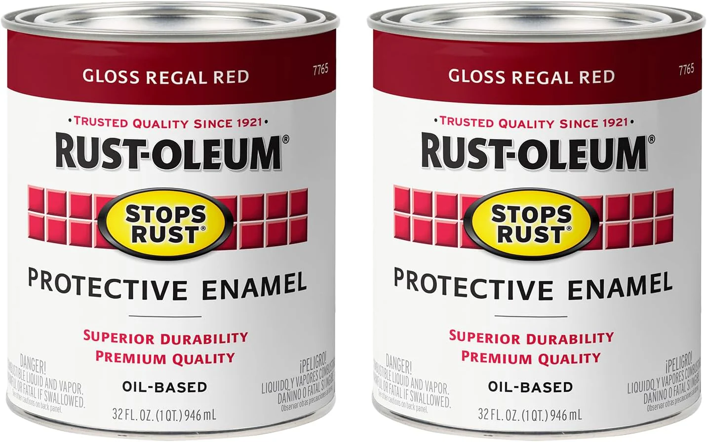 Rust-Oleum 7765502 Stops Rust Brush On Paint, Quart, Gloss Regal Red (Pack of 2) - Image 2
