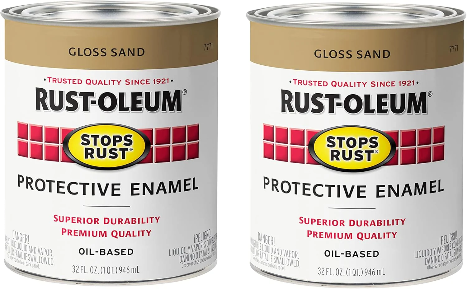 Rust-Oleum 7771502 Stops Rust Brush On Paint, Quart, Gloss Sand, 32 Fl Oz (Pack of 2) - Image 2