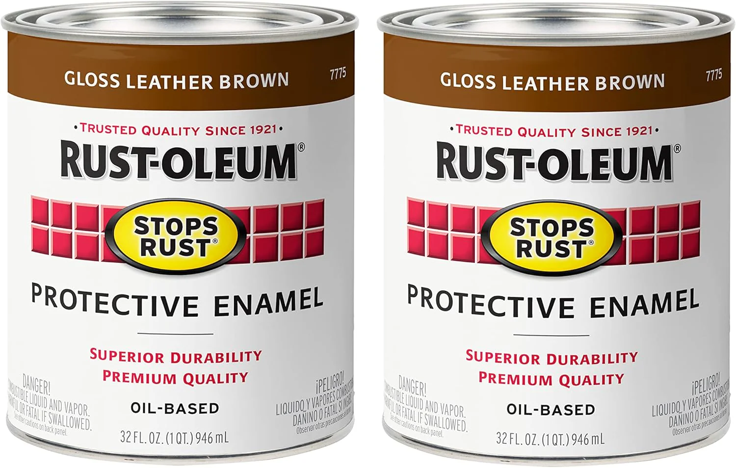 Rust-Oleum 7775502 Stops Rust Brush On Paint, Quart, Gloss Leather Brown (Pack of 2) - Image 2