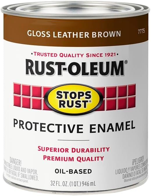 Rust-Oleum 7775502 Stops Rust Brush On Paint, Quart, Gloss Leather Brown (Pack of 2) - Image 5