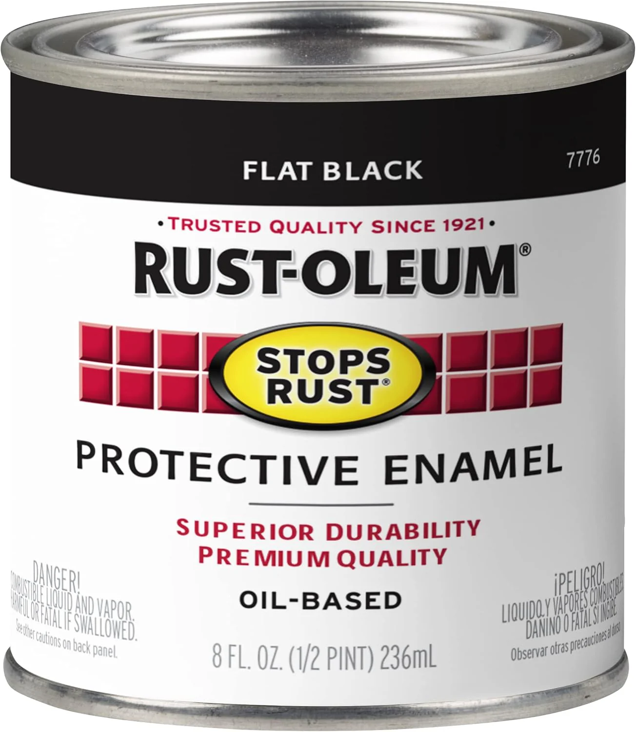 Rust-Oleum 7776730 Protective Enamel Paint, 8-Fl Oz, Flat Black (Pack of 1) - Image 2