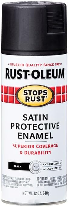 Rust-Oleum 7777830 Stops Rust Spray Paint, 12 Oz, Satin Black (Pack of 6) - Image 5