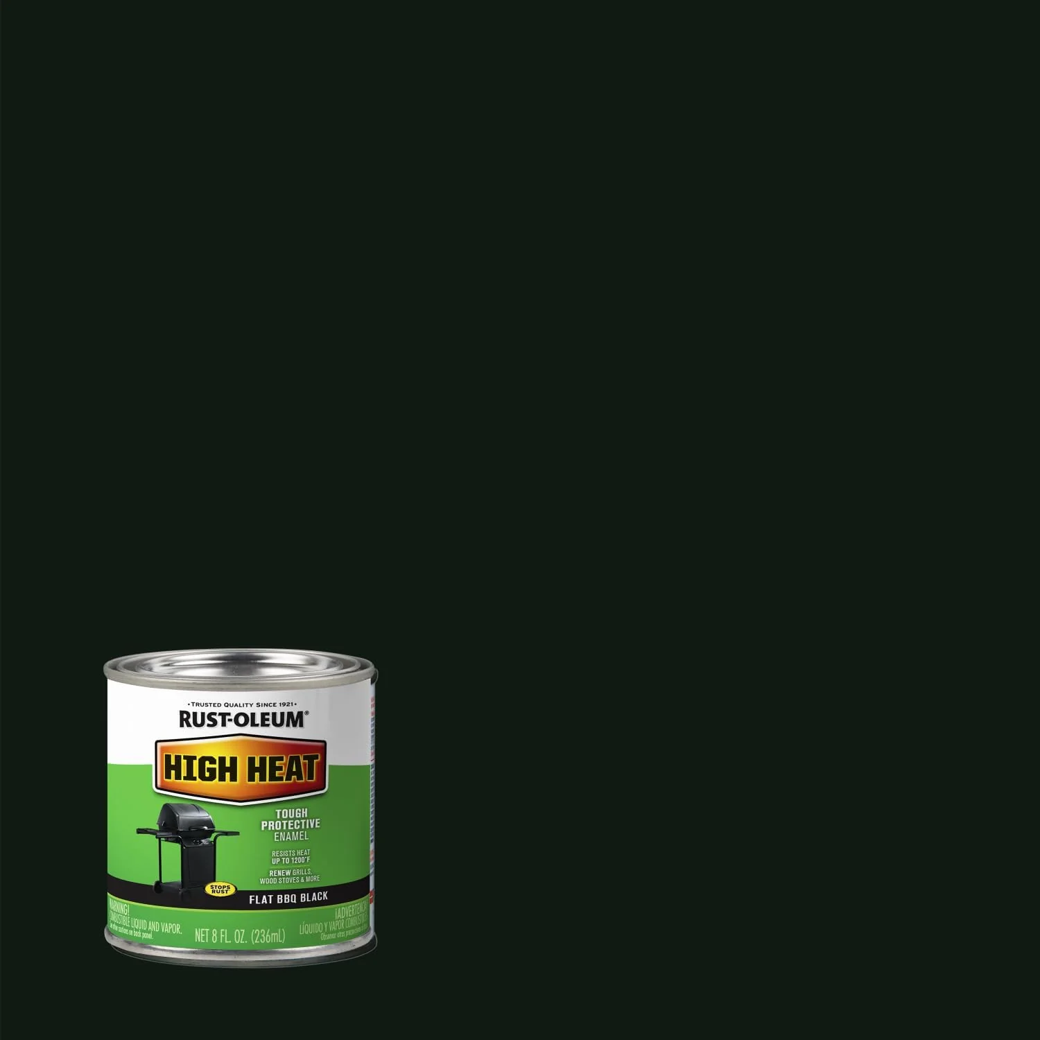 Rust-Oleum 7778730 High Heat Brush Protective Enamel Paint, Half Pint, Flat BBQ Black 8 Fl Oz (Pack of 1) - Image 3