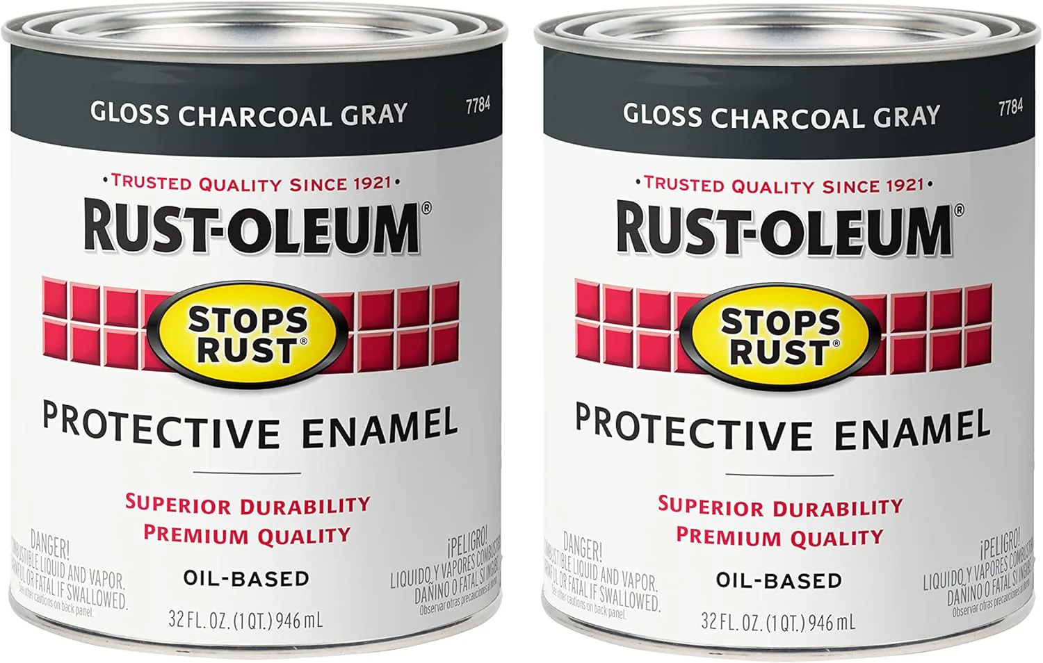 Rust-Oleum 7784502 Stops Rust Brush On Paint, Quart, Gloss Charcoal Gray (Pack of 2) - Image 2