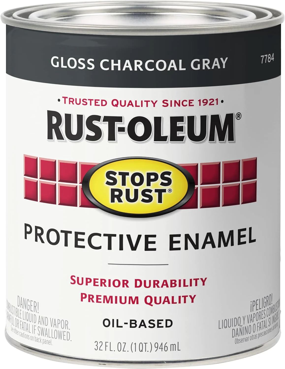 Rust-Oleum 7784502 Stops Rust Brush On Paint, Gloss Charcoal Gray, 1 Quart (Pack of 1) - Image 2
