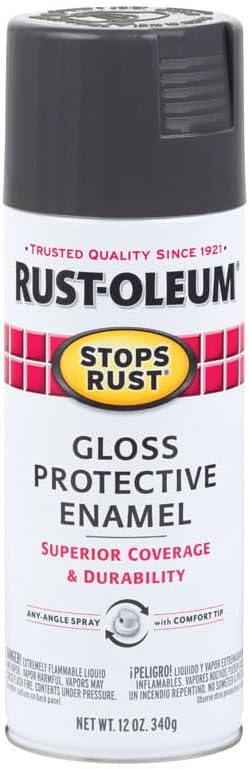 Rust-Oleum 6PK Stops Rust Spray Paint, 12 oz, Gloss Charcoal Gray, 6 Pack - Image 2