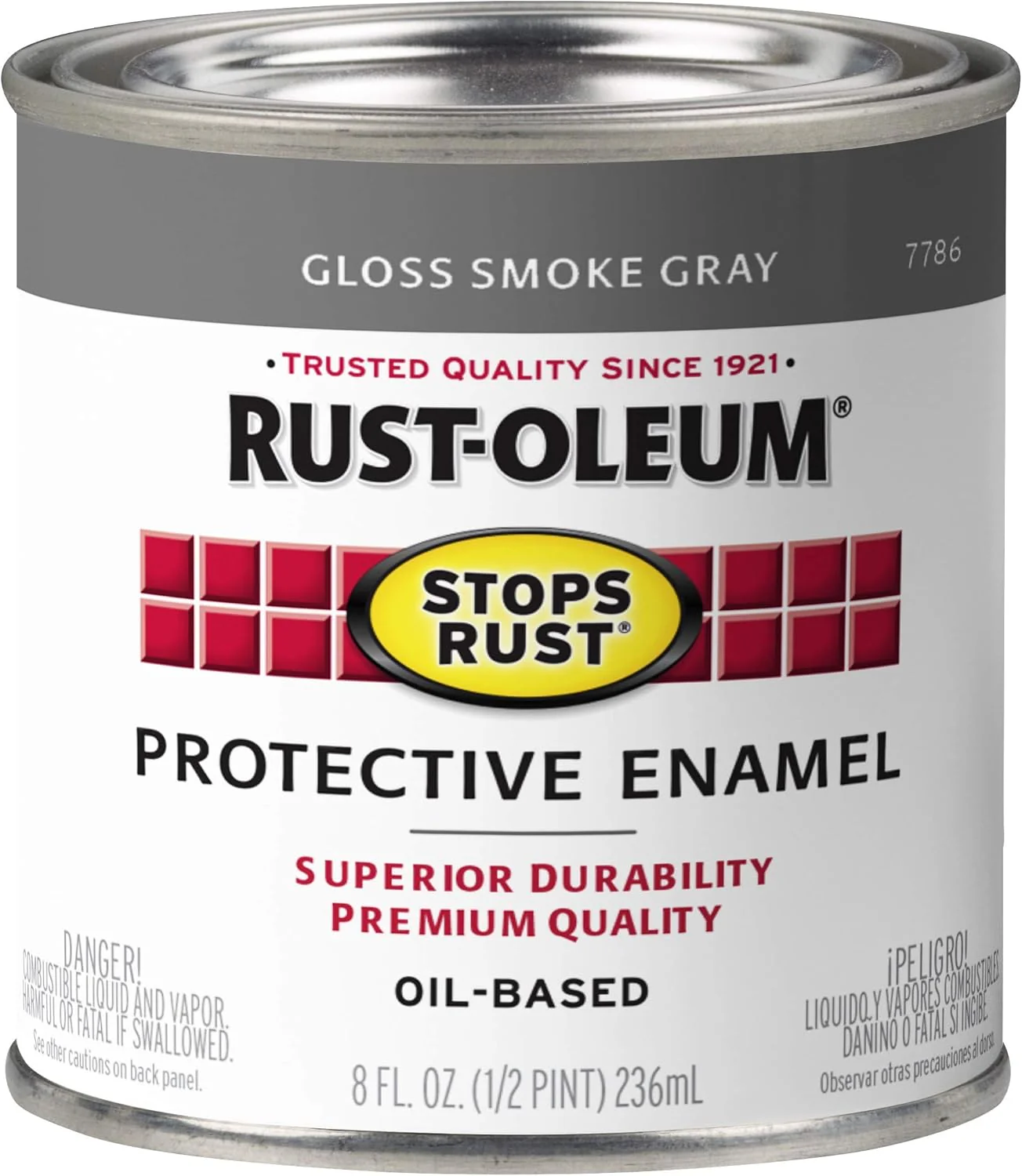 Rust-Oleum 7786730 Stops Rust Brush On Paint, Half Pint, Gloss Smoke Gray, 8 Fl Oz (Pack of 1) - Image 2