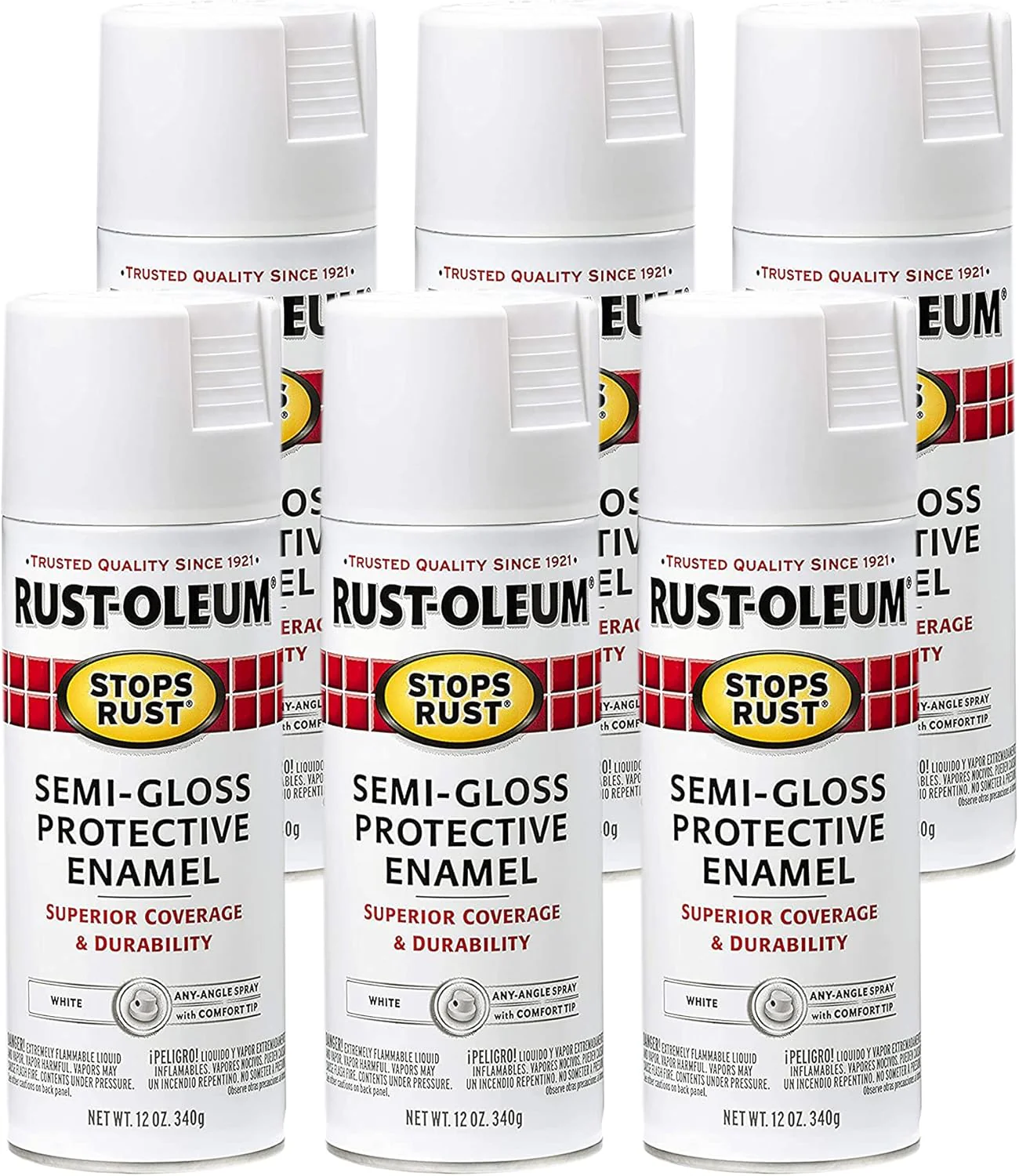 Rust-Oleum 7797830 Stops Rust Spray Paint, 12 Oz, Semi-Gloss White (Pack of 6) - Image 2