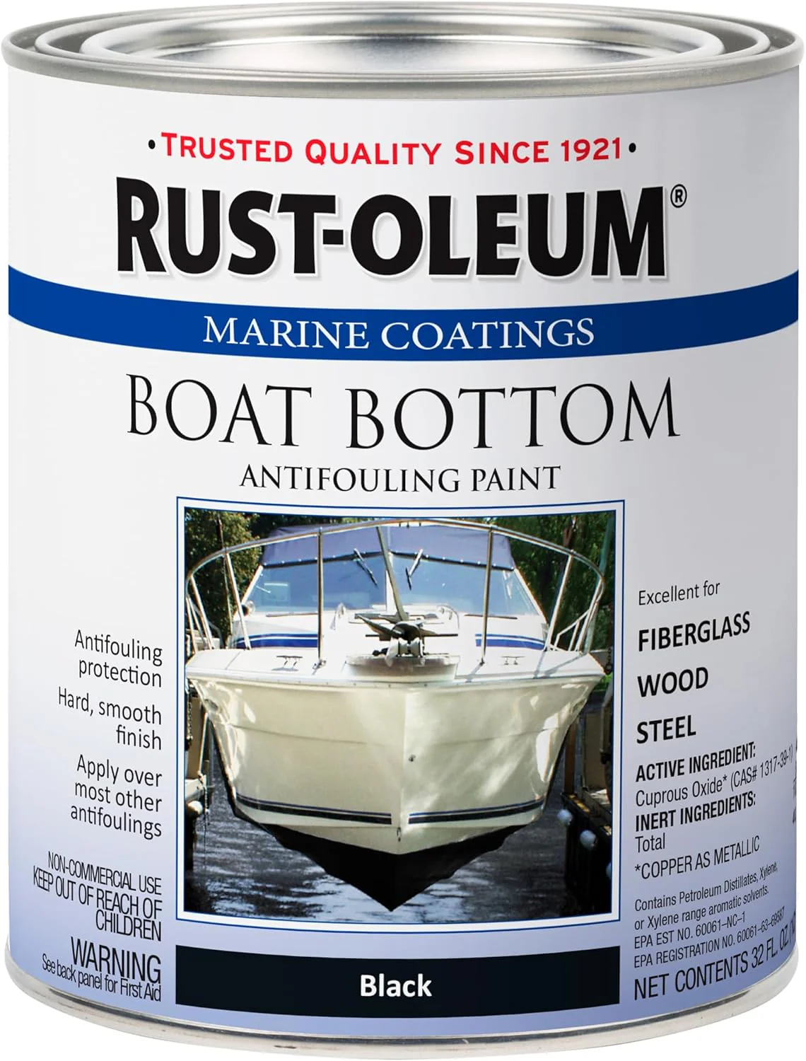 Rust-Oleum 207012 Marine Flat Boat Bottom Antifouling Enamel Paint, 1-Quart, Black (Pack of 1) - Image 2