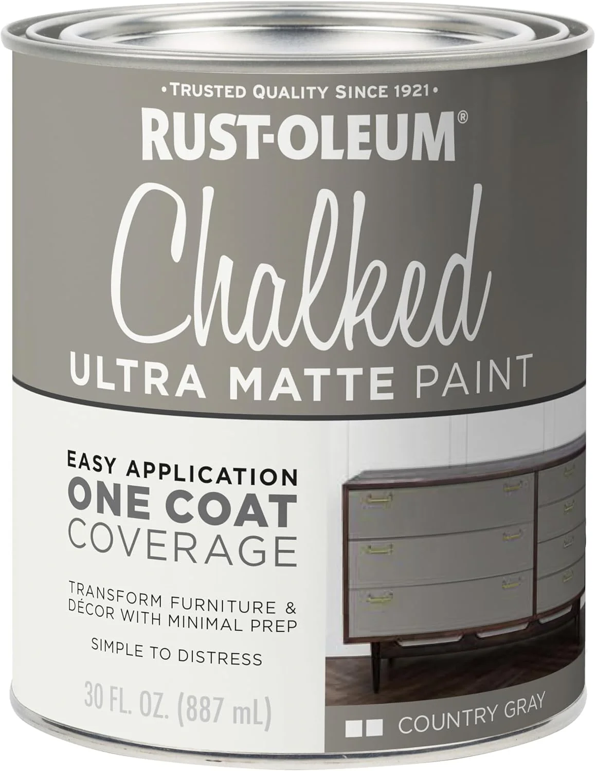 Rust-Oleum Chalked All-in-One Ultra Matte Paint, 30 Oz, Country Gray (Pack of 1) - Image 2