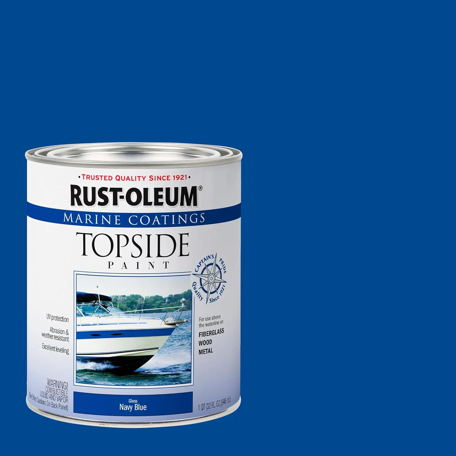 Rust-Oleum 396958 Marine Coatings Topside Enamel Paint, Quart, Gloss Navy Blue, 32 Fl Oz (Pack of 1) - Image 3